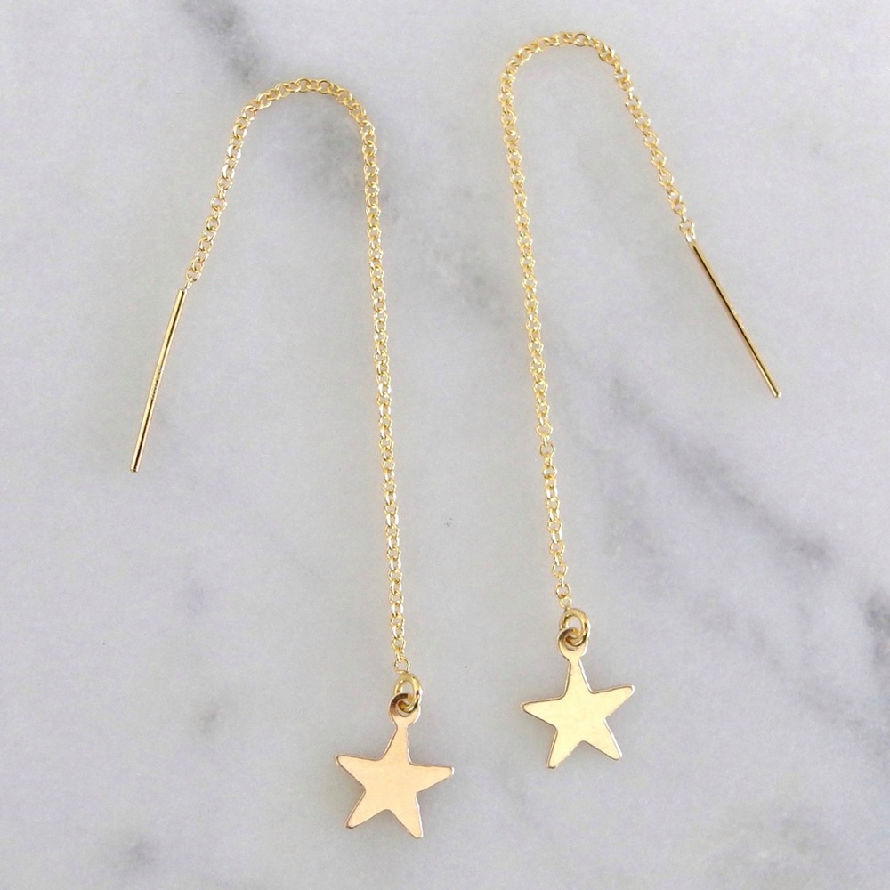 Star threader earrings 14k gold filled